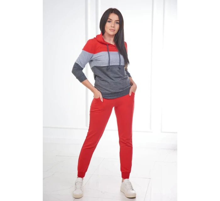 Farebná pruhovaná sada červená+sivá