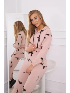 Sada s potlačou pištole tmavo púdrovo ružová