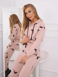 Sada s potlačou pištole tmavo púdrovo ružová