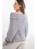 Dámsky viskózový asymetrický sveter netopierí šedý
