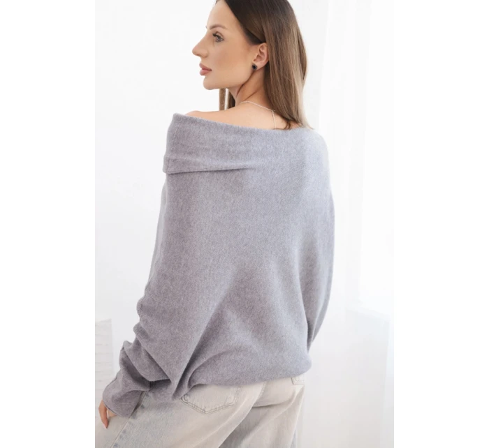 Dámsky viskózový asymetrický sveter netopierí šedý