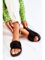 Klasyczne Zamszowe Klapki Z Kokardą Czarne Hayle