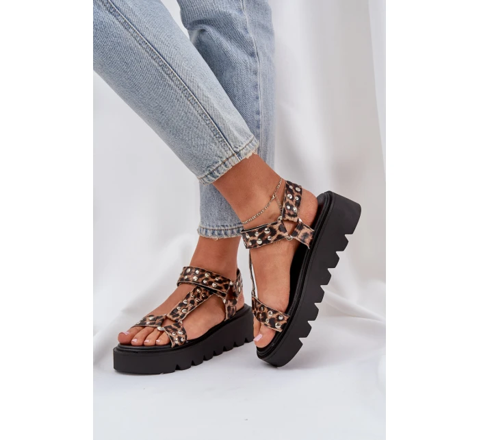 Zdobené Sandály Na Platformě Leopardí Hnědé model 21684515 - Boto