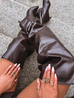 Wsuwane Kozaki Damskie Na Szpilce Czekoladowe Ysolienne