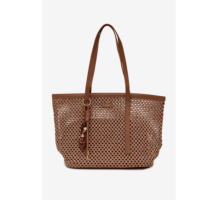 Pletená taška typu s přívěskem světle hnědá model 22111690 - Flora&Co