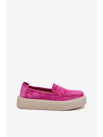 Mokasiny z pravé semišové kůže na platformě Vinceza Fuksja Mokasiny z pravé semišové kůže na platformě Vinceza Fuksja