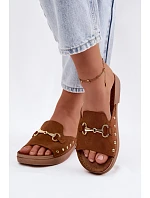 Semišové dámské pantofle model 22182191 Camel - Inblu Semišové dámské pantofle model 22182191 Camel - Inblu
