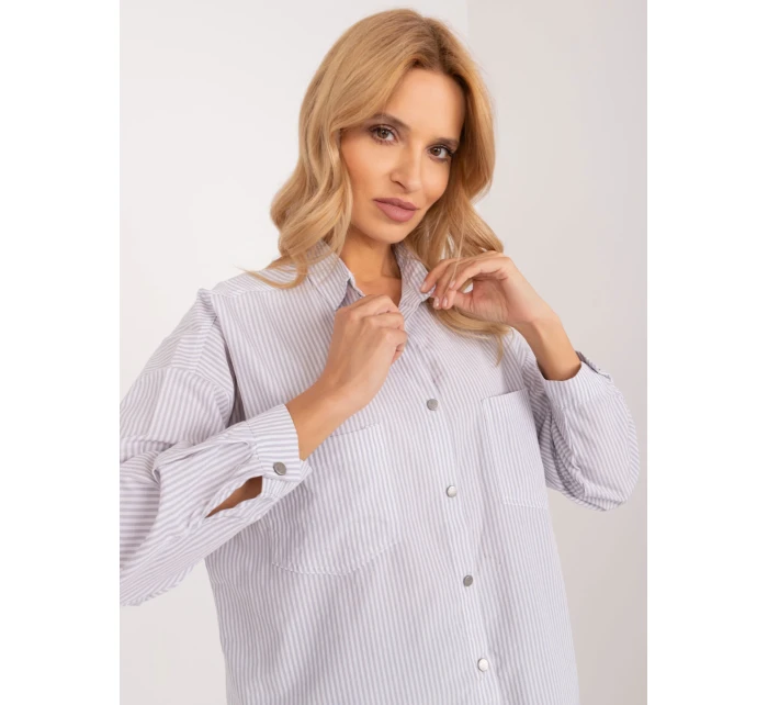 Koszula BP KS model 19688874 biało szary - FPrice Koszula BP KS model 19688874 biało szary - FPrice