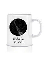 Personalizovaný klasický biely keramický hrnček s objemom 300 ml s mapou hviezd