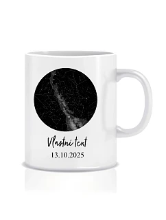 Personalizovaný klasický biely keramický hrnček s objemom 300 ml s mapou hviezd