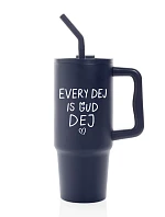 EVERY DEJ IS GUD DEJ - tmavomodrý cestovný termohrnček 900 ml