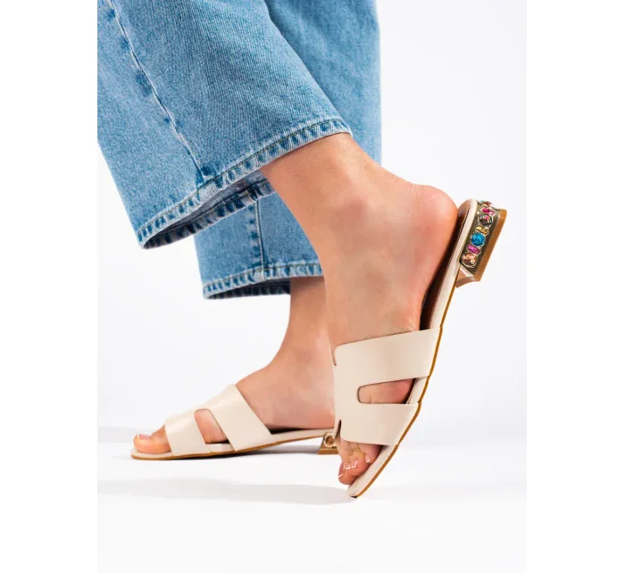 Exkluzívní hnědé nazouváky dámské bez podpatku Exkluzívní hnědé nazouváky dámské bez podpatku