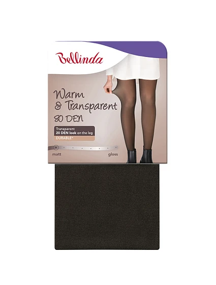 Dámske teplé pančuchy 80 DEN WARM & TRANSPARENT 80 DEN - BELLINDA - čierna