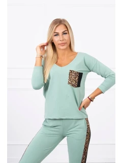 Tmavo mätová sada s leopardím potlačou