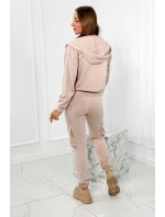 Set 3 v 1 mikina + top + kalhoty světle béžová