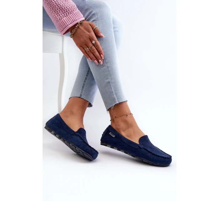 Mokasyny Damskie Z Eko Zamszu Granatowe Amrutia
