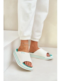Klapki Damskie Na Platformie Big Star NN274A038 Biało-Miętowe