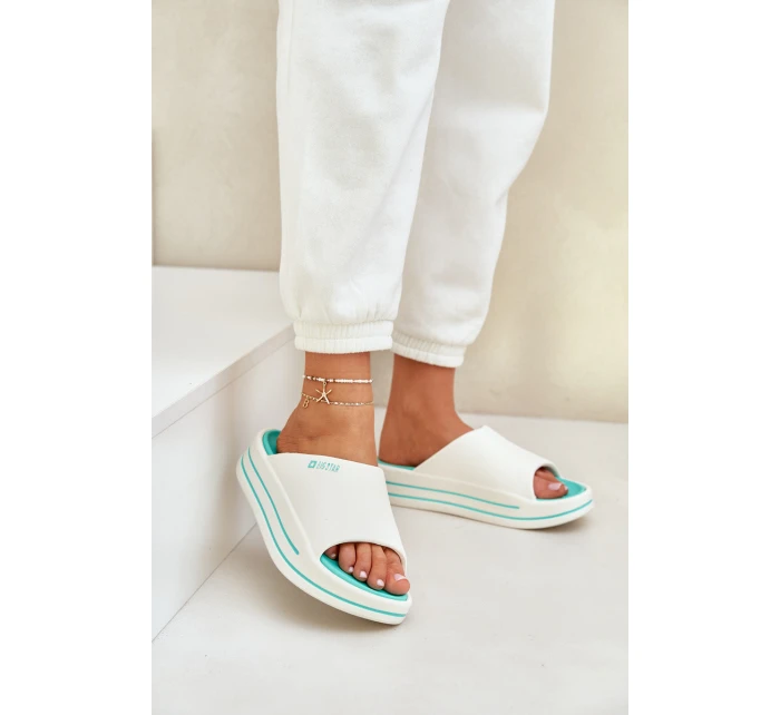 Klapki Damskie Na Platformie Big Star NN274A038 Biało-Miętowe Klapki Damskie Na Platformie Big Star NN274A038 Biało-Miętowe