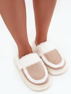 Kapcie Damskie Na Grubej Podeszwie Z Futerkiem Vinceza 19952 Beżowe