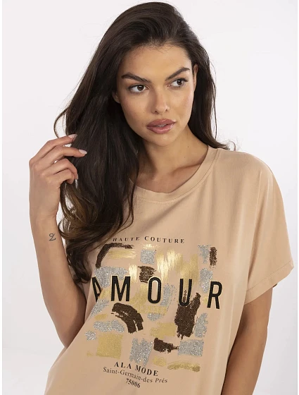 Bluzka CLM BZ model 21116959 camelowy - FPrice Bluzka CLM BZ model 21116959 camelowy - FPrice