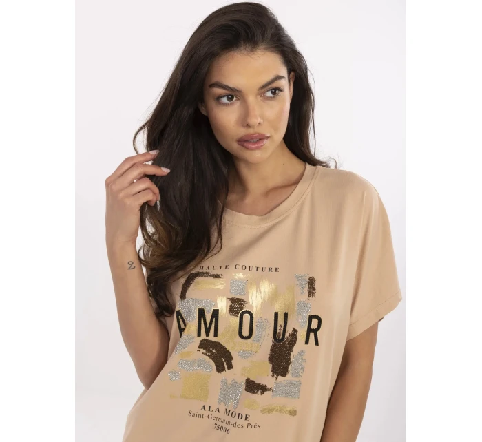 Bluzka CLM BZ model 21116959 camelowy - FPrice Bluzka CLM BZ model 21116959 camelowy - FPrice