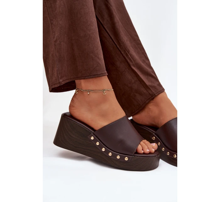 Dámske papuče na platforme 78-200 Tmavo hnedé - Stephan Paris Dámske papuče na platforme 78-200 Tmavo hnedé - Stephan Paris