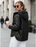 Dámska prechodná prešívaná bunda s kapucňou čierna FashionStreet TY5559 Dámska prechodná prešívaná bunda s kapucňou čierna FashionStreet TY5559