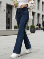 Jeansy damskie z wysokim stanem granatowe model 22015407 - FashionStreet