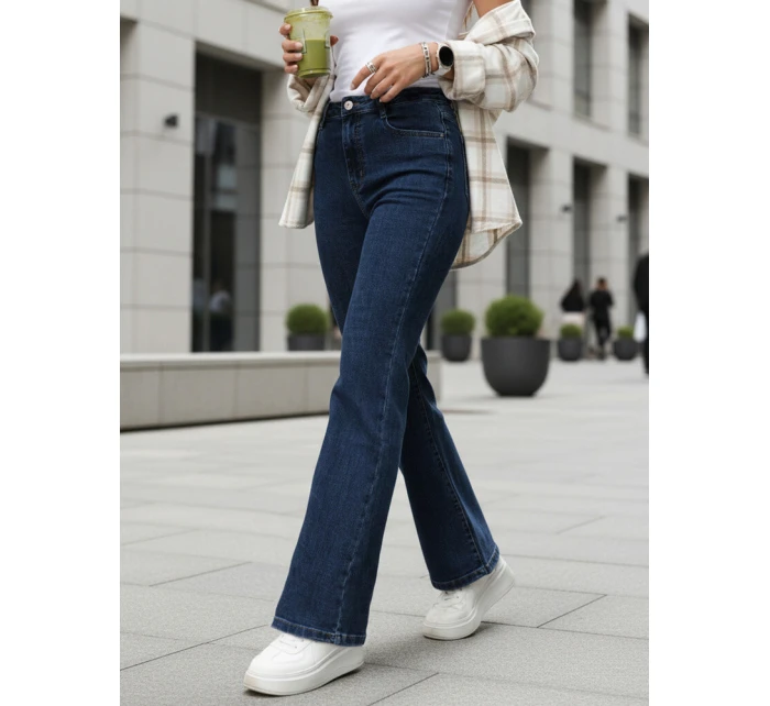 Jeansy damskie z wysokim stanem granatowe model 22015407 - FashionStreet