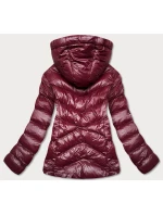 Dámska krátka zimná bunda v čerešňovej farbe (23066-7)