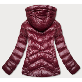 Krátka dámska zimná bunda vo višňovej farbe (23066-7)
