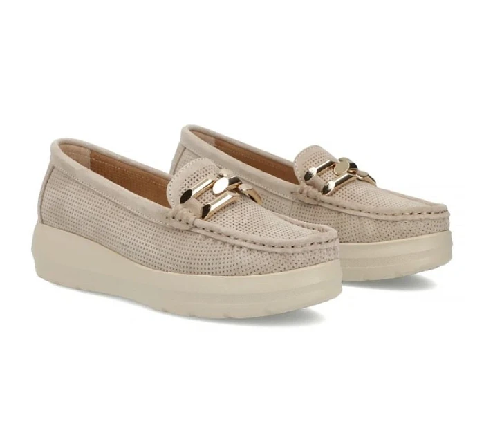 Béžové kožené mokasíny na  model 22097362 - FILIPPO