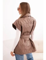 Dámska prešívaná vesta s opaskom a širokým golierom Fango