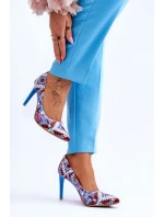 Modne Skórzane Szpilki Lewski Shoes 2659 Niebiesko-Czerwone