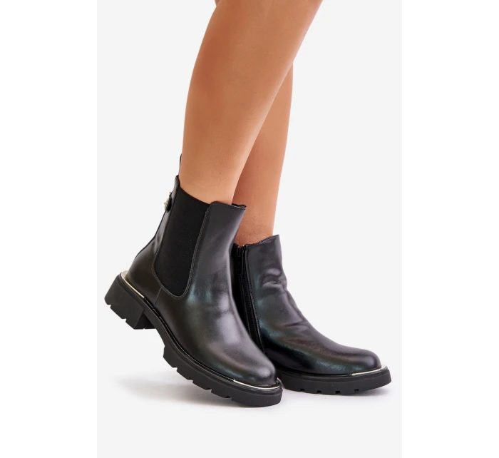 Skórzane Botki Sztyblety Na Zamek GOE OO2N4147-E2 Czarne