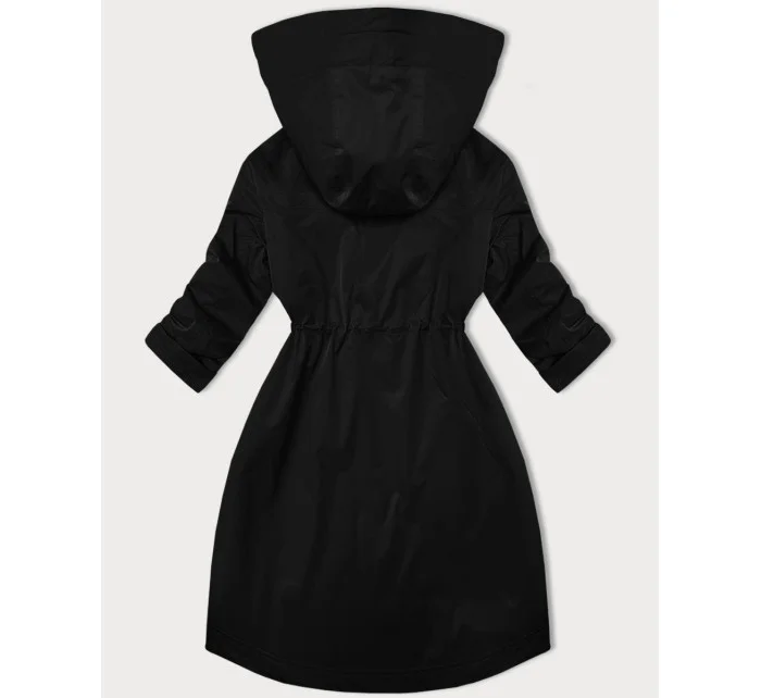 Čierna dámska bunda s vyhrnutými rukávmi LHD (LHD-24591) Čierna dámska bunda s vyhrnutými rukávmi LHD (LHD-24591)