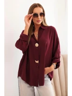 Dámska košeľa s viskózou, ozdobnými gombíkmi a golierom slivka