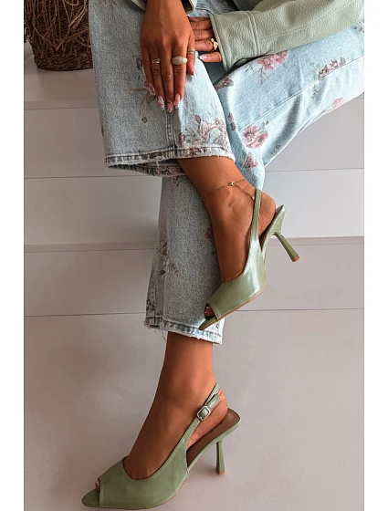 Dámské sandály na podpatku Zelené Sevina