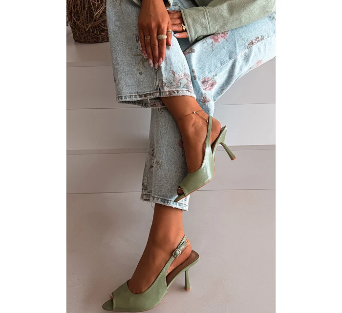 Dámské sandály na podpatku Zelené Sevina