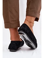 Dámské ploché mokasíny z přírodního semiše model 22101305 Černé - S.Barski