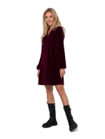Dámske zamatové šaty M767 bordová - MOE Dámske zamatové šaty M767 bordová - MOE