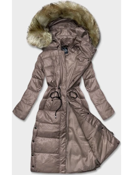 Dámska dlhá prešívaná bunda vo farbe cappuccino (H-201) Dámska dlhá prešívaná bunda vo farbe cappuccino (H-201)