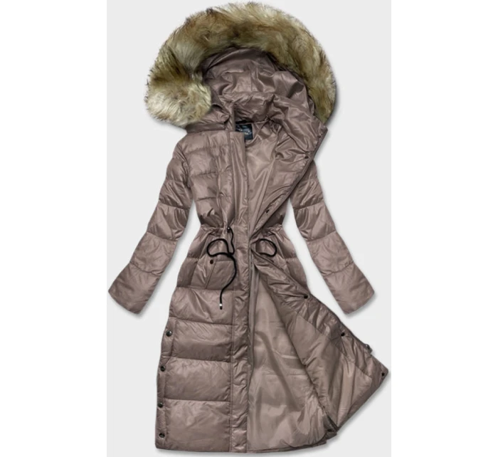 Dámska dlhá prešívaná bunda vo farbe cappuccino (H-201) Dámska dlhá prešívaná bunda vo farbe cappuccino (H-201)