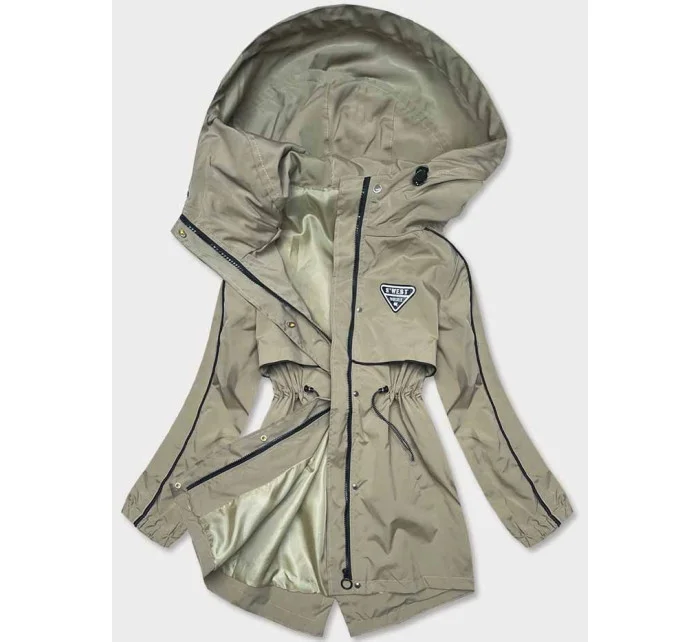 Dámska bunda s tenkou podšívkou olivová (B8119-48)