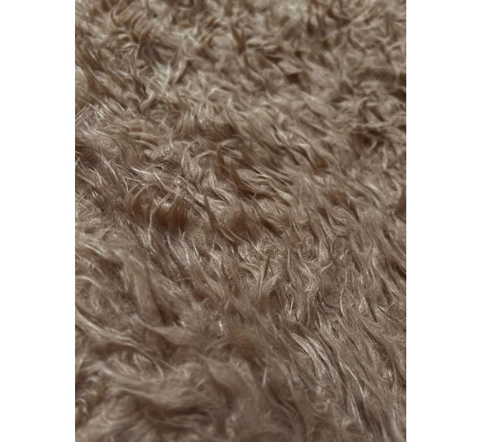 Tmavobéžová kožušinová vesta s dlhými vlasmi (1402)