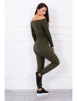 Súprava s dvojitými pruhmi v khaki farbe