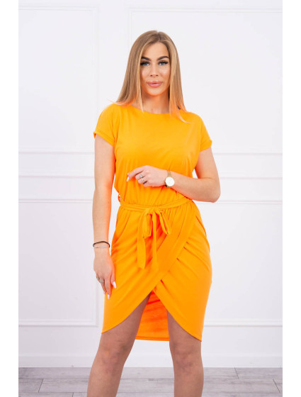 Šaty s obálkou dole oranžové neónové