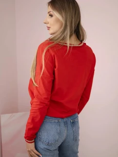 Dámská mikina s flitrovým nápisem červený