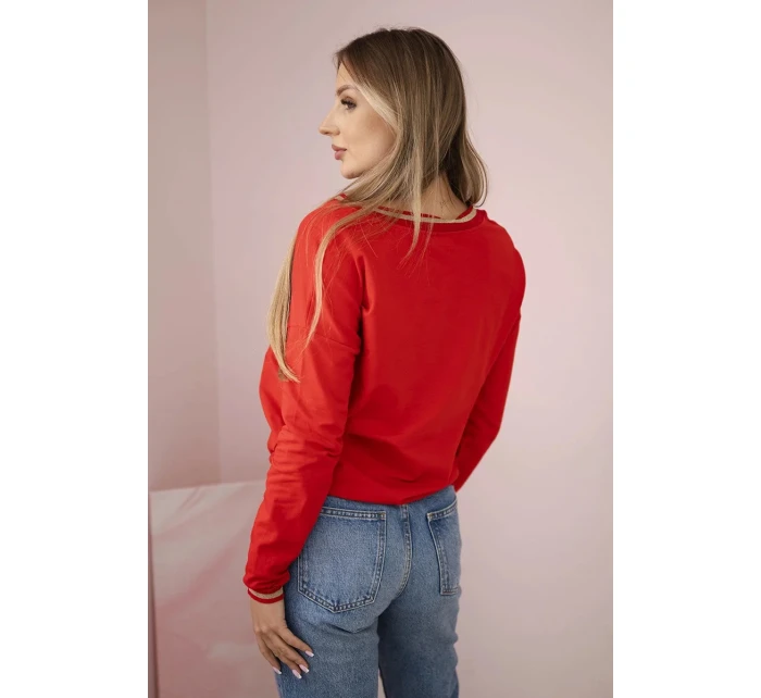 Dámska mikina s červeným flitrovým nápisom