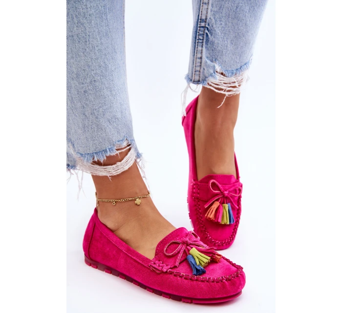 Zamszowe Mokasyny Z Kokardą I Frędzlami Fuksja Dorine Zamszowe Mokasyny Z Kokardą I Frędzlami Fuksja Dorine